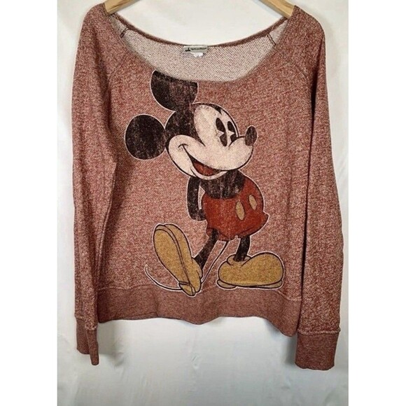 Disney Parks Mickey Mouse Long Sleeve Distressed Sweater Top Women Size Medium - Picture 2 of 8